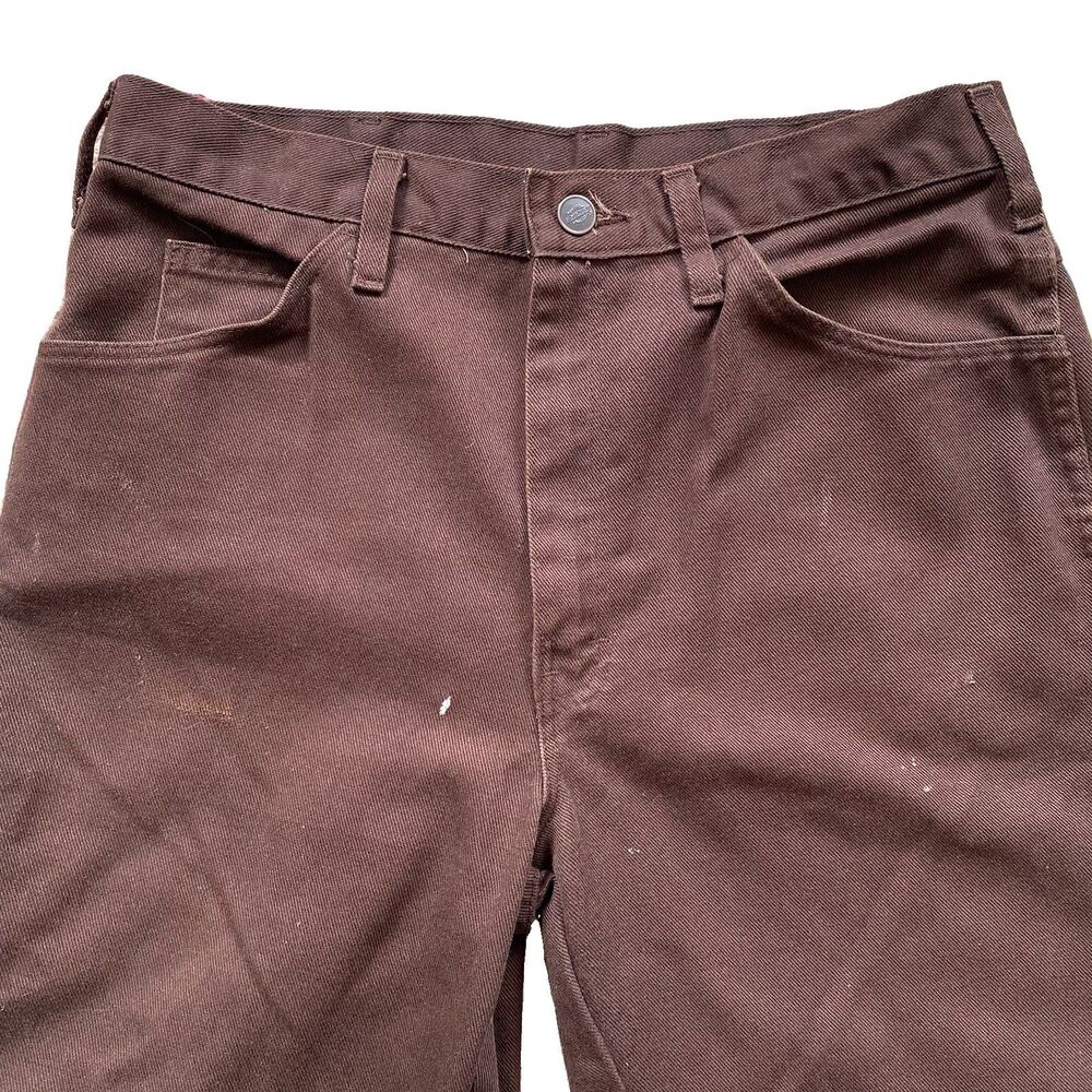 Vintage Dickies Brown 5 Pocket Pants 32x34 90s Paint Marks Work Straight Leg